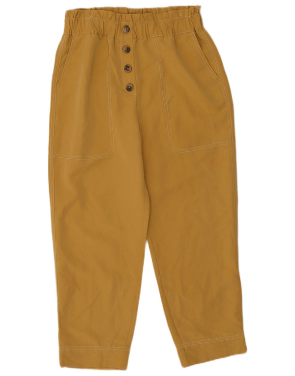 Zara Mujer Pantalones Cortos Cónicos De Cintura Alta Pequeño W26 L23 Modal Amarillo