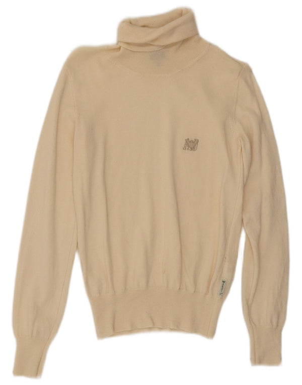 Armani Jeans Mujer Roll Neck Jumper Suéter UK 12 Medio Beige Lana