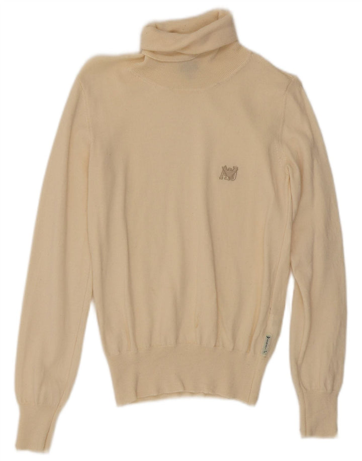 Armani Jeans Mujer Roll Neck Jumper Suéter UK 12 Medio Beige Lana