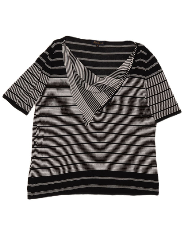 Luisa Spagnoli Blusa para mujer Top UK 40 XL Viscosa a rayas negras