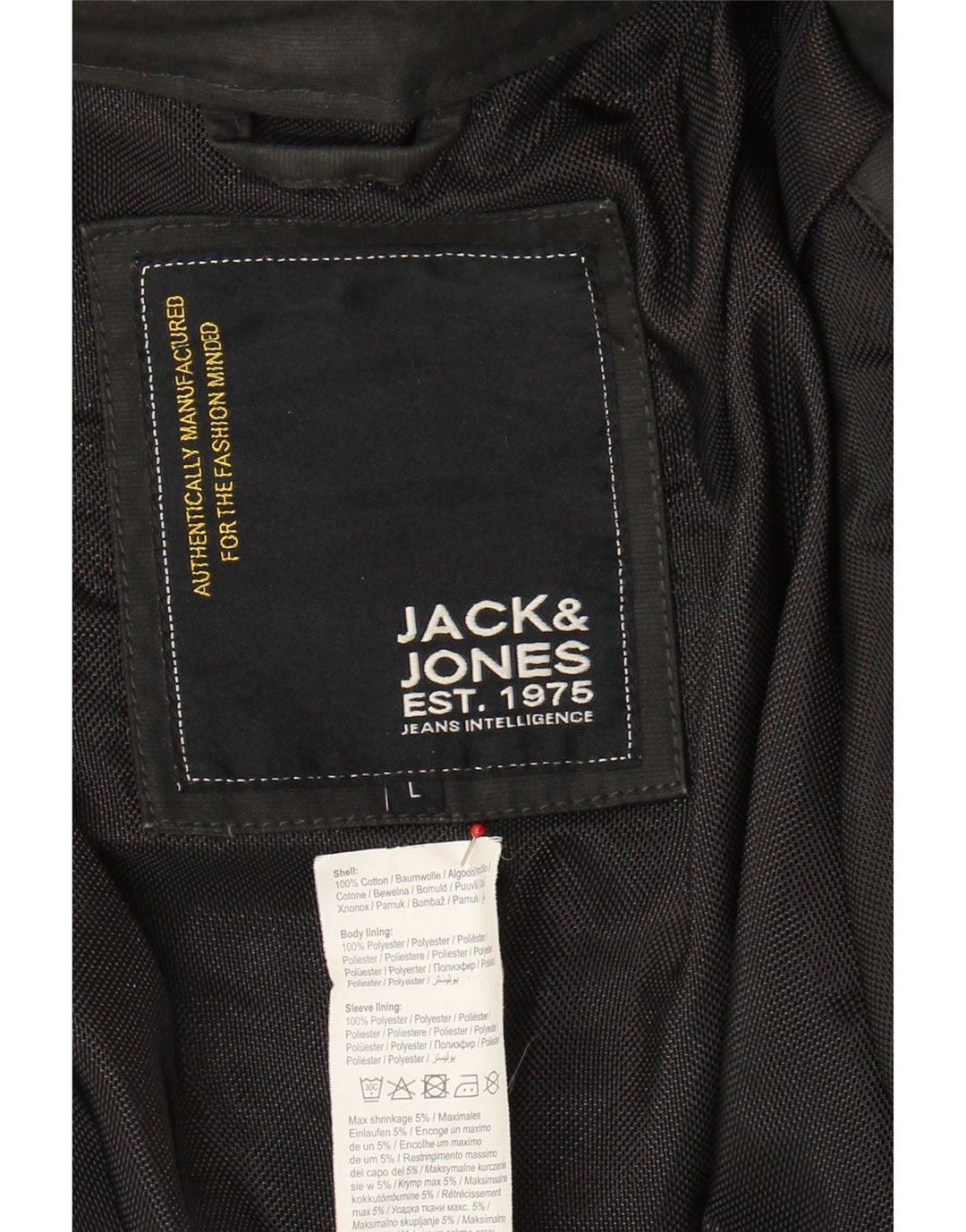 JACK & JONES Mens Utility Jacket UK 40 Large Black Cotton