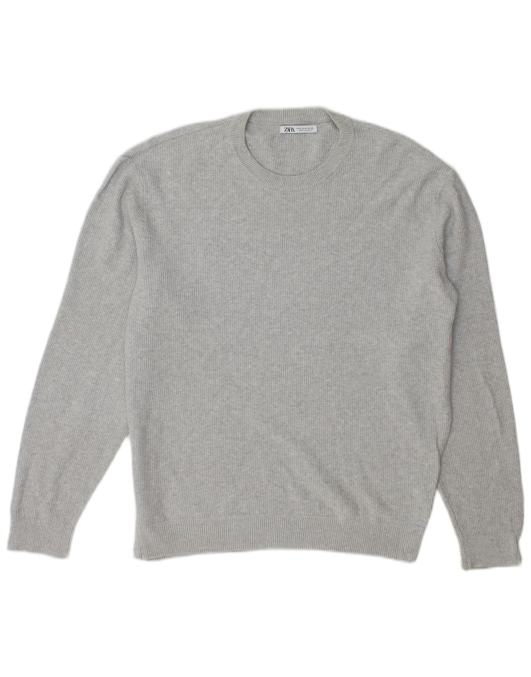 Zara Hombre Jersey Cuello Redondo Jersey Algodón Gris Medio
