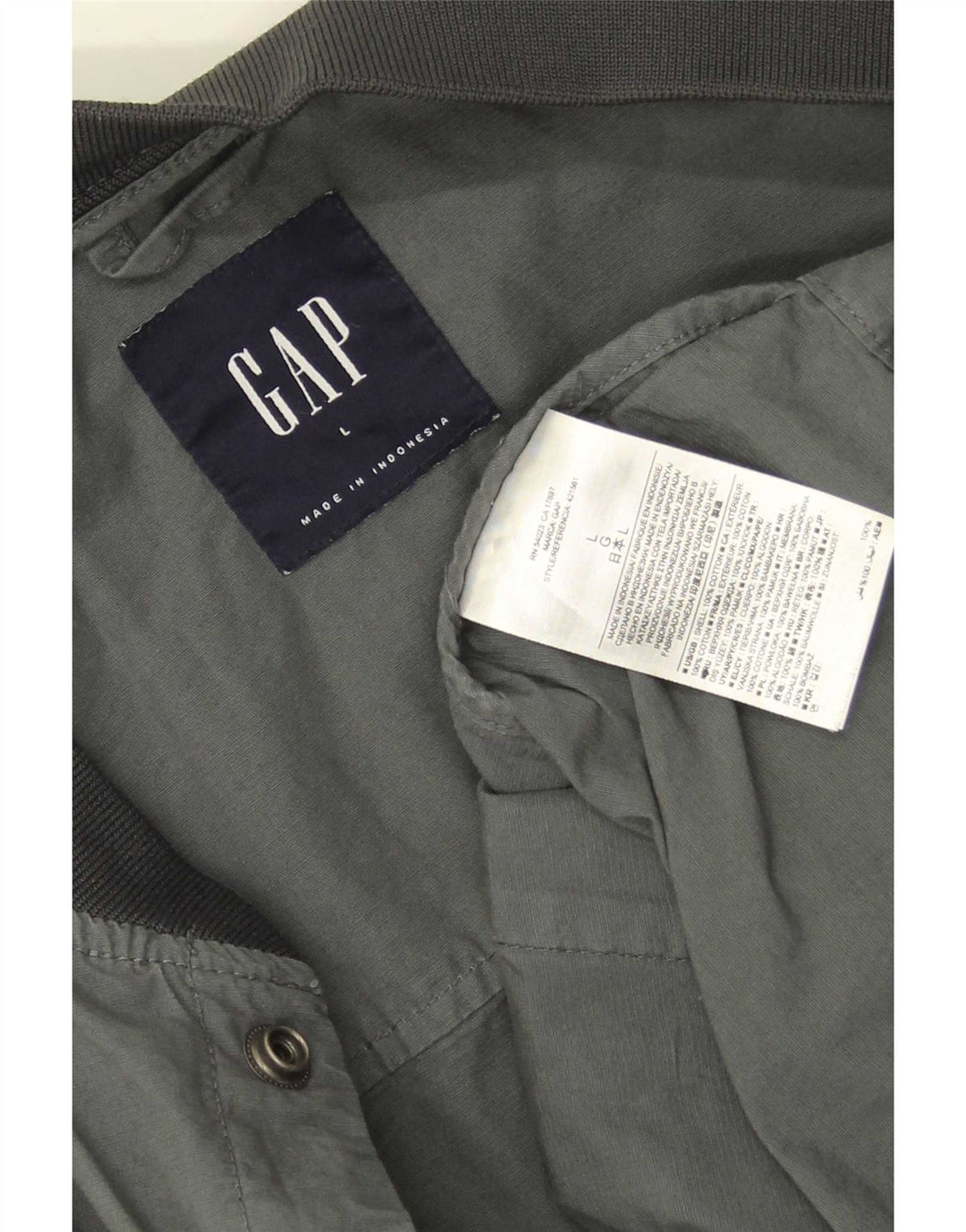 Gap Chaqueta Bomber para Hombre UK 40 Grande Algodón Gris