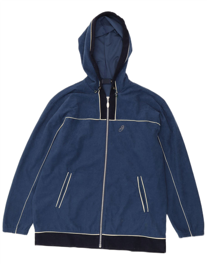 Asics Sudadera con capucha y cremallera para hombre, talla grande, color azul marino