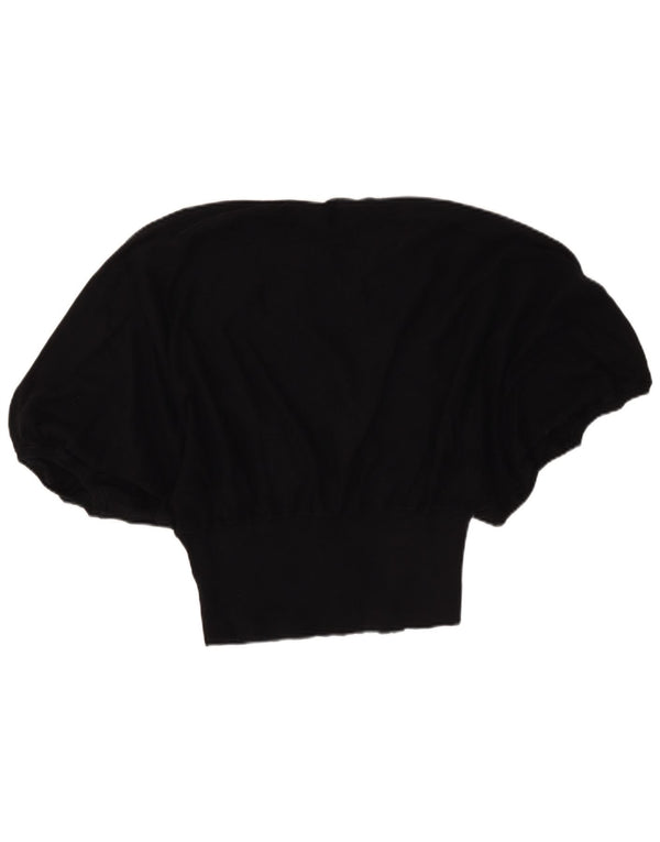 Oasis Jersey de Manga Corta con Cuello Barco para Mujer UK 10 Small Black Cotton