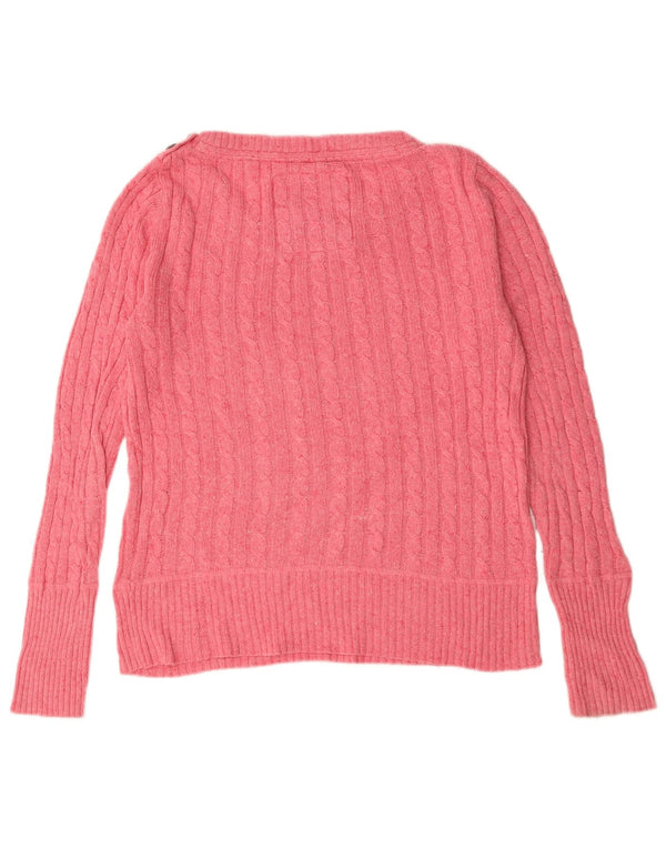 Superdry Jersey con cuello barco para mujer, talla 40, talla grande, algodón rosa