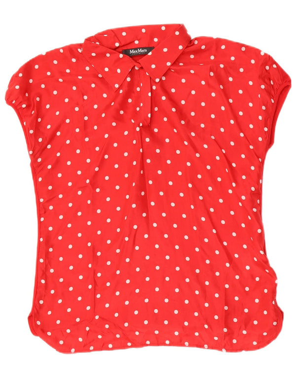 Max Mara Blusa de manga corta para mujer UK 44 Grande de algodón con lunares rojos