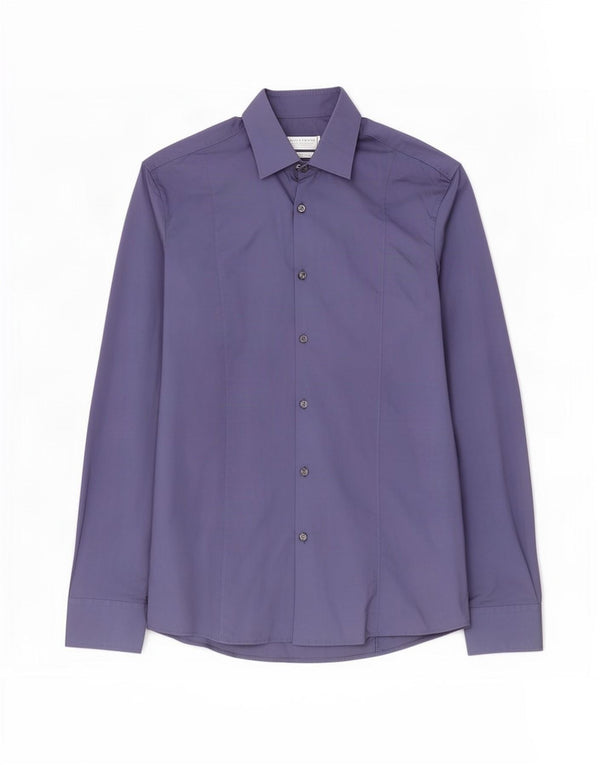 Zara Hombre Camisa Slim Fit Algodón Azul Medio