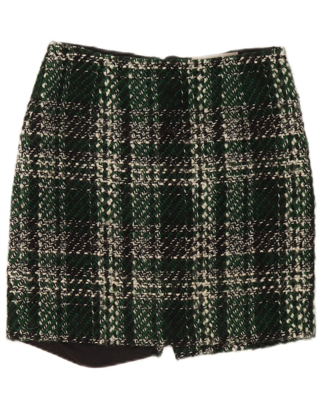 Fenn Wright Manson Minifalda para Mujer UK 10 Small W30 Lana a Cuadros Verde