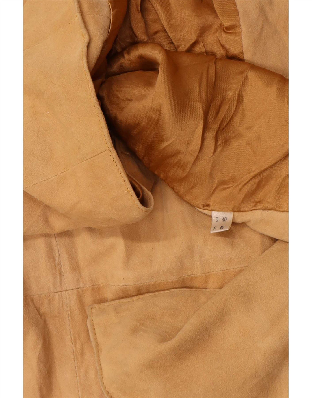 Vintage mujer 4 botones ante Blazer chaqueta EU 42 grande beige