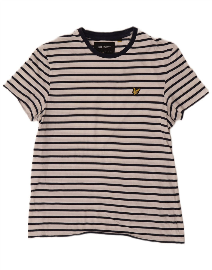 Camiseta Lyle & Scott para hombre Top mediano de algodón a rayas blancas
