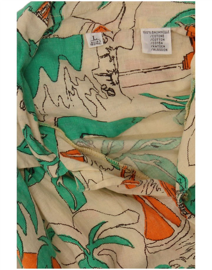 Vintage hombres loco patrón camisa tamaño 41/42 grande multicolor hawaiano