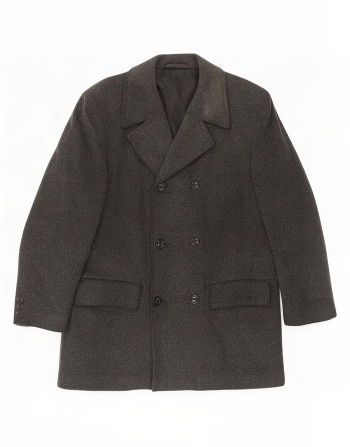 Marks & Spencer Abrigo cruzado para hombre UK 38 Lana virgen gris medio
