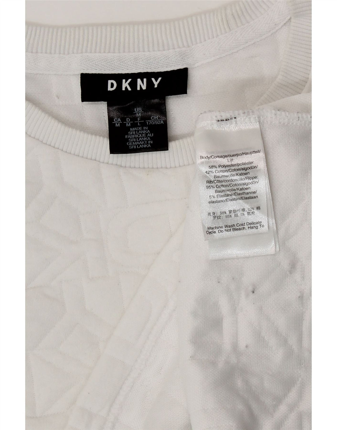 Dkny - Sudadera con gráfico corto para mujer, talla 40, poliéster blanco mediano