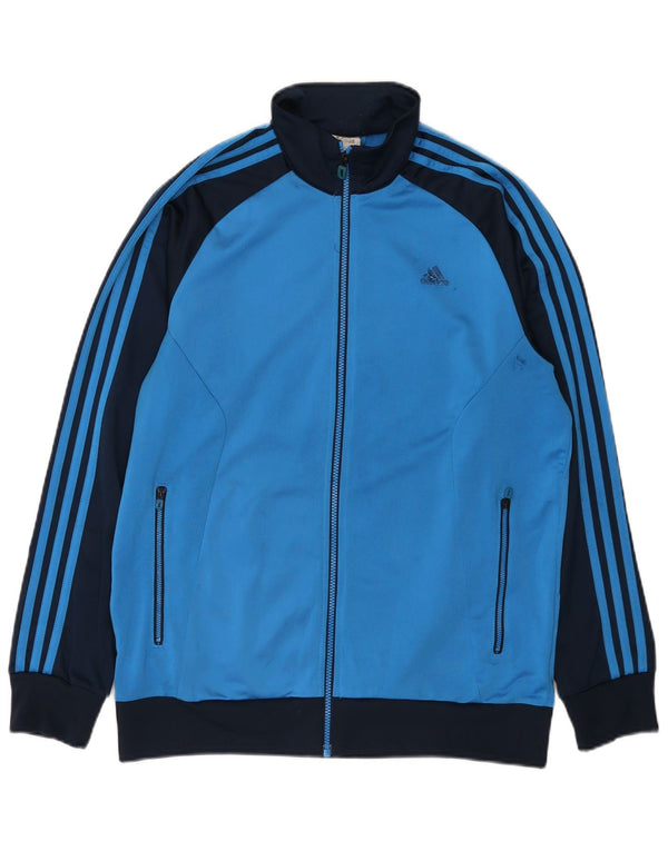 Adidas Hombre Chándal Top Chaqueta UK 42/44 Grande Azul Colorblock Poliéster