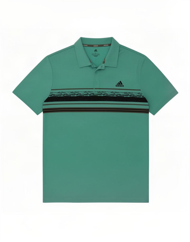 Polo Adidas Hombre Grande Poliéster A Rayas Turquesa