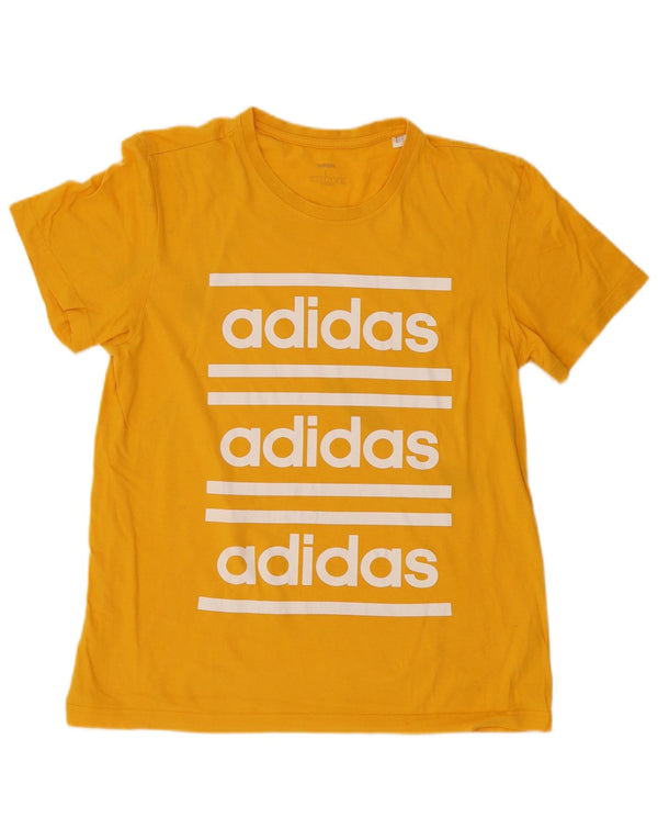 Adidas - Camiseta gráfica para hombre, talla grande, algodón amarillo