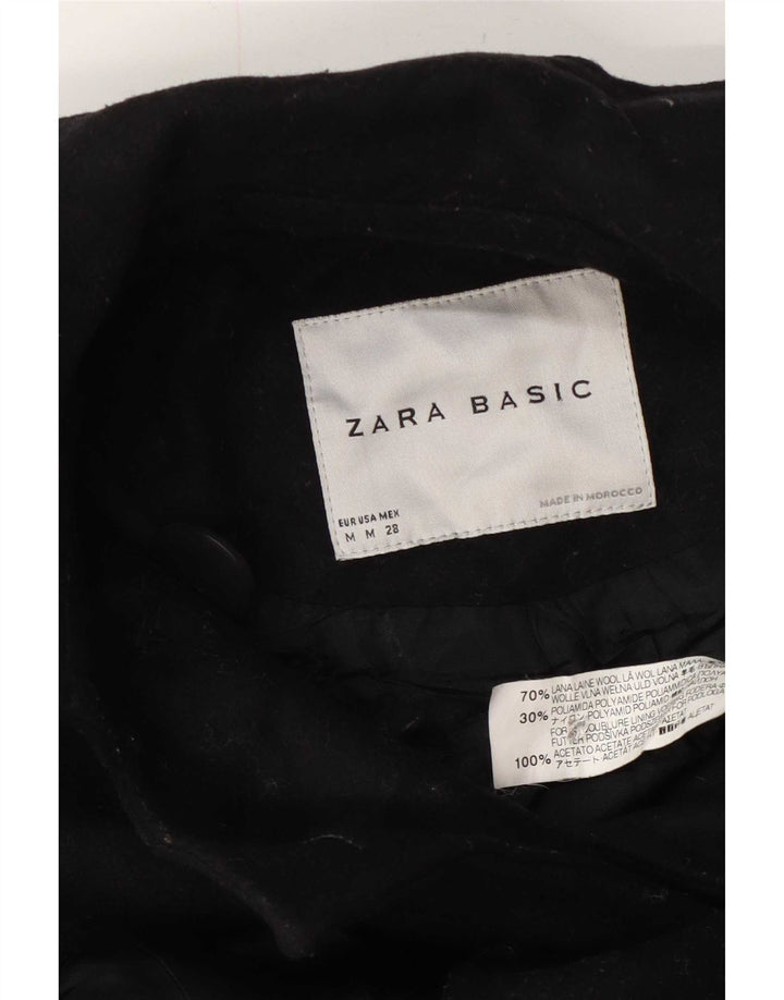 Zara Mujer Chaquetón UK 40 Mediano Lana Negra