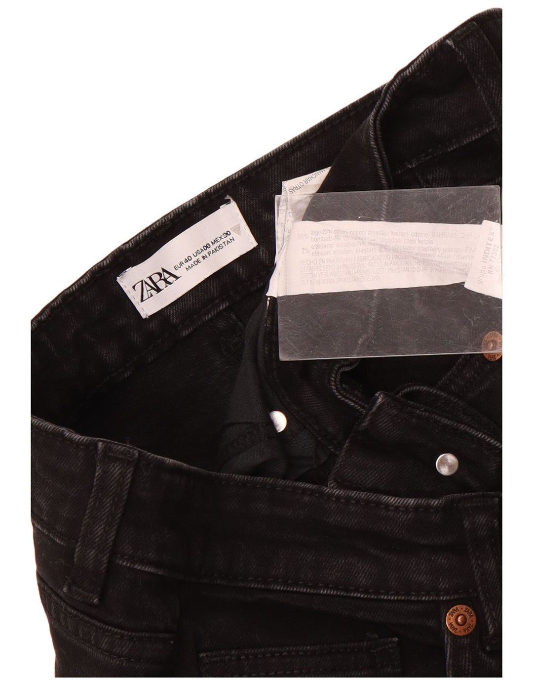 Zara Jeans Rectos Mujer EU 40 Medium W30 L26 Algodón Negro