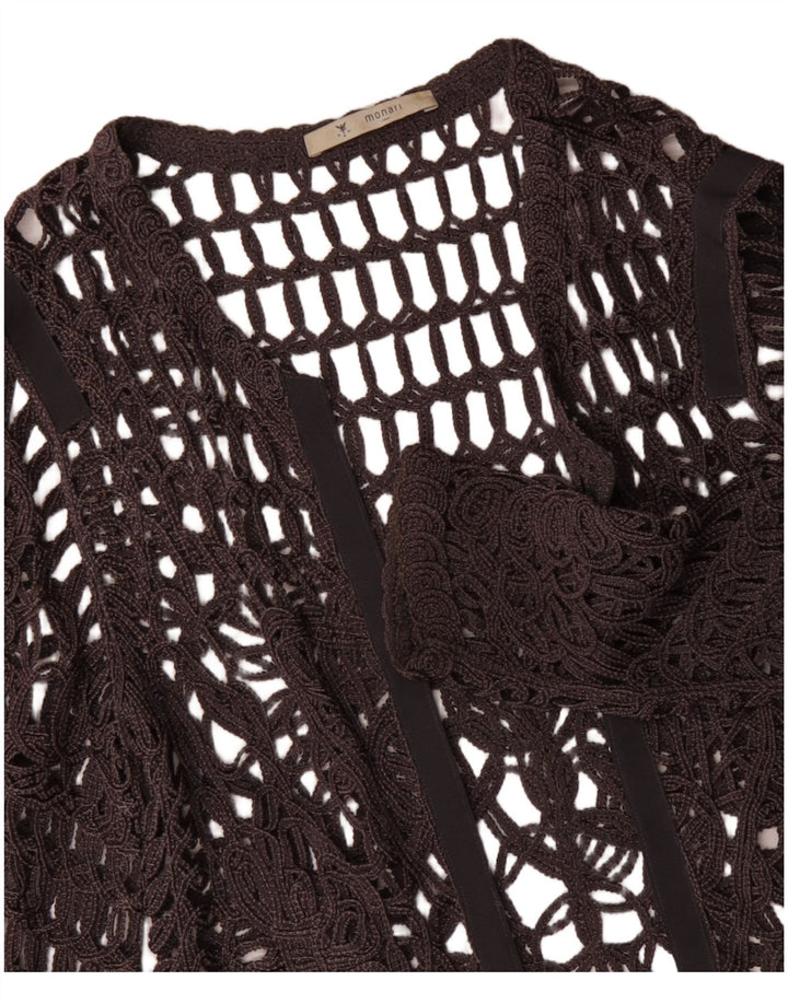 MONARI Top transparente de crochet de manga larga para mujer UK 44 Gris grande