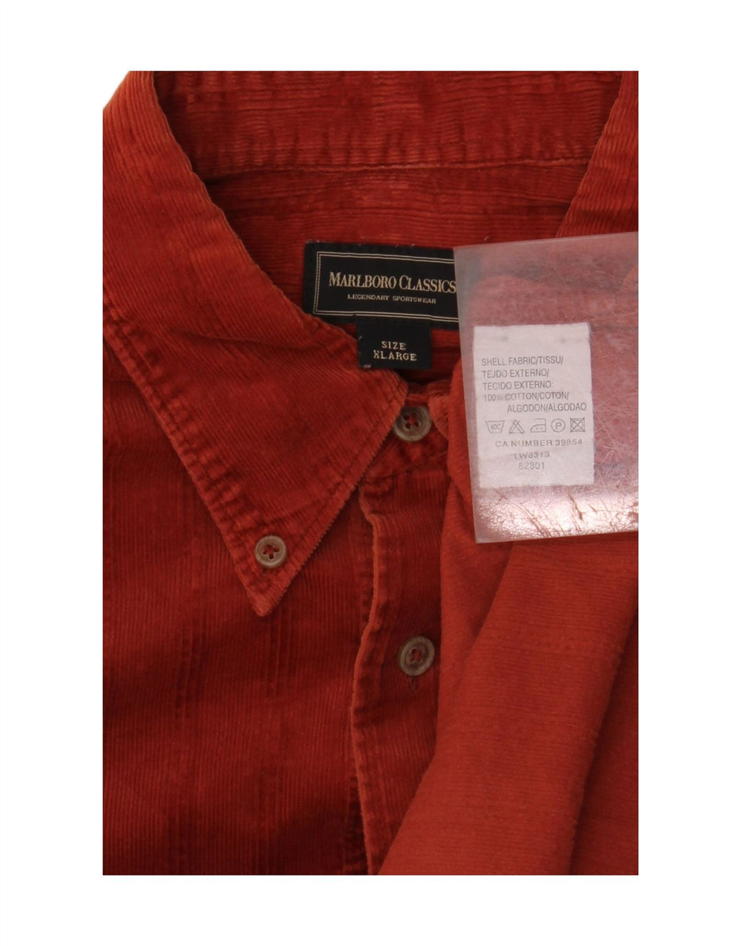 MARLBORO CLASSICS Camisa de pana para hombre XL Algodón rojo