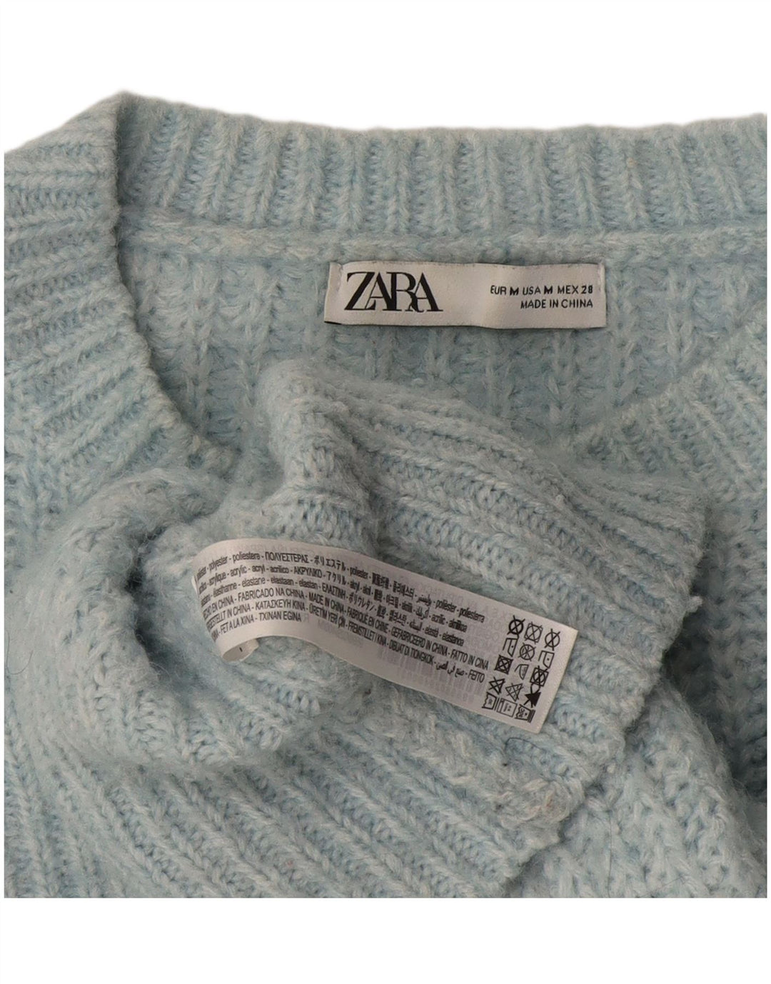 Zara - Jersey extragrande con cuello barco para mujer, talla 44, poliéster azul medio