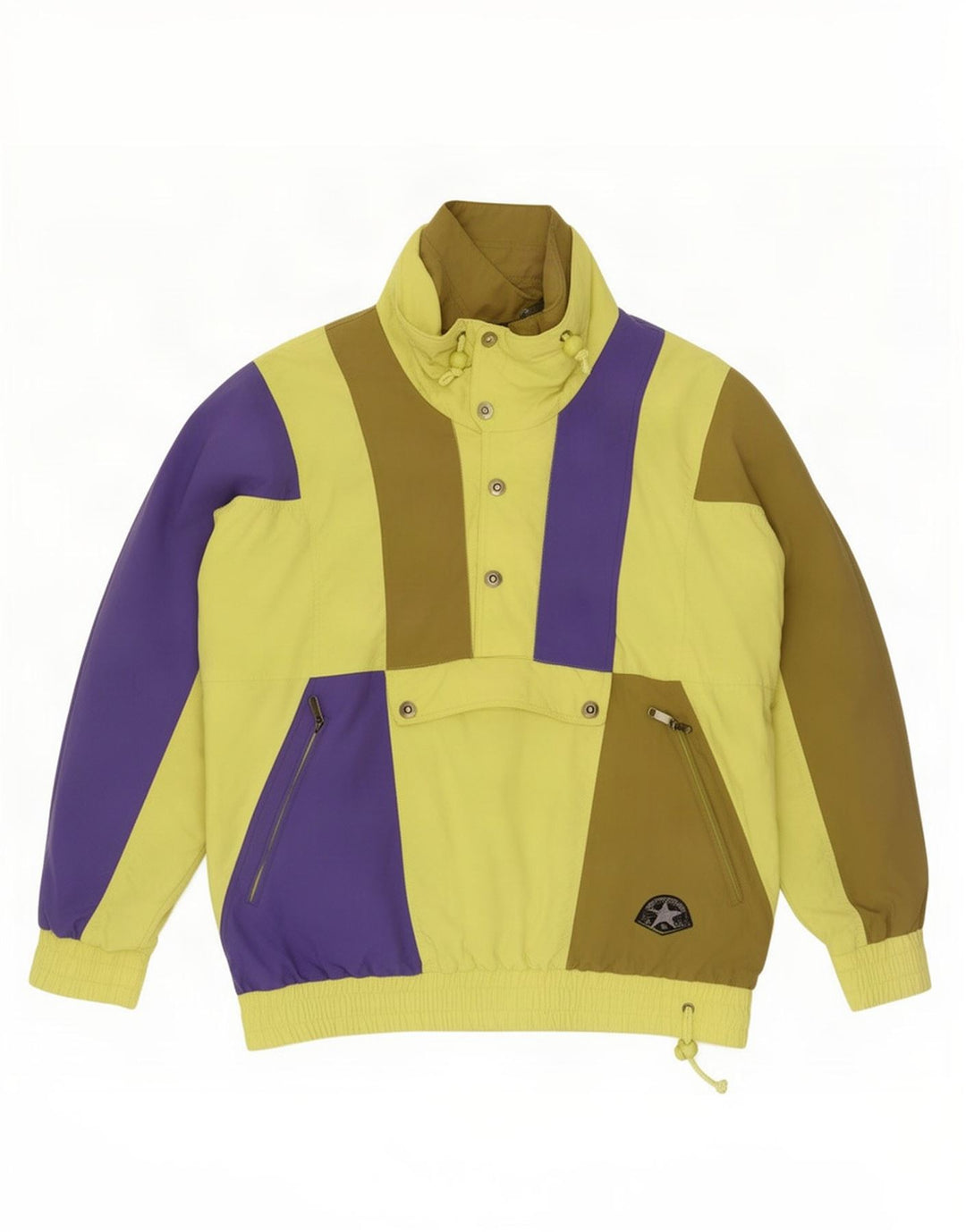 Vintage hombres pullover chaqueta de esquí Reino Unido 38 bloque de color multicolor medio