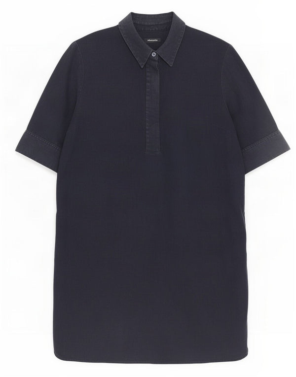 Hobbs Vestido camisero de manga corta para mujer UK 46 Large Lino azul marino