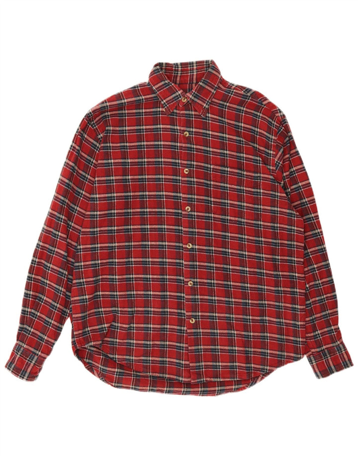 Camisa de franela para mujer con hojas verdes de algodón a cuadros rojos grandes