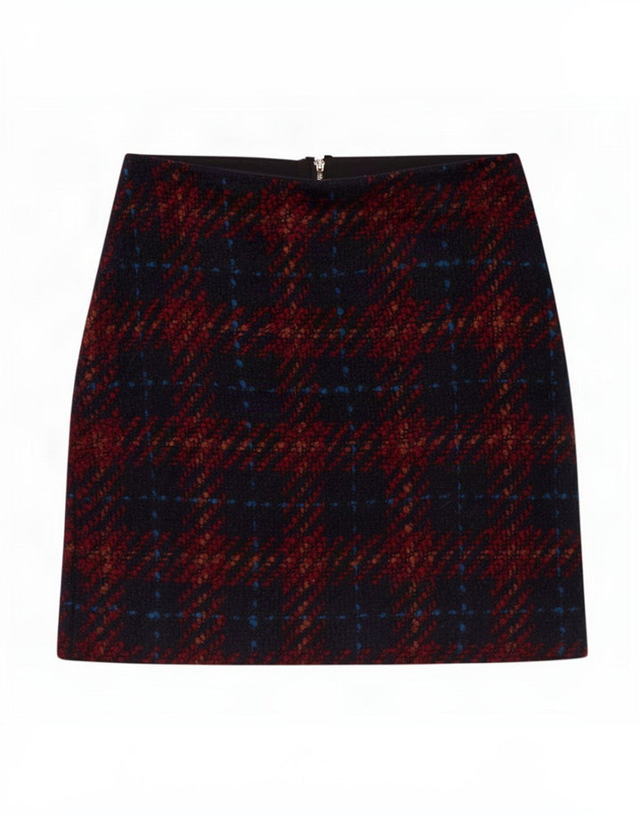 Zara Minifalda Mujer UK 8 Small Acrílico A Cuadros Multicolor