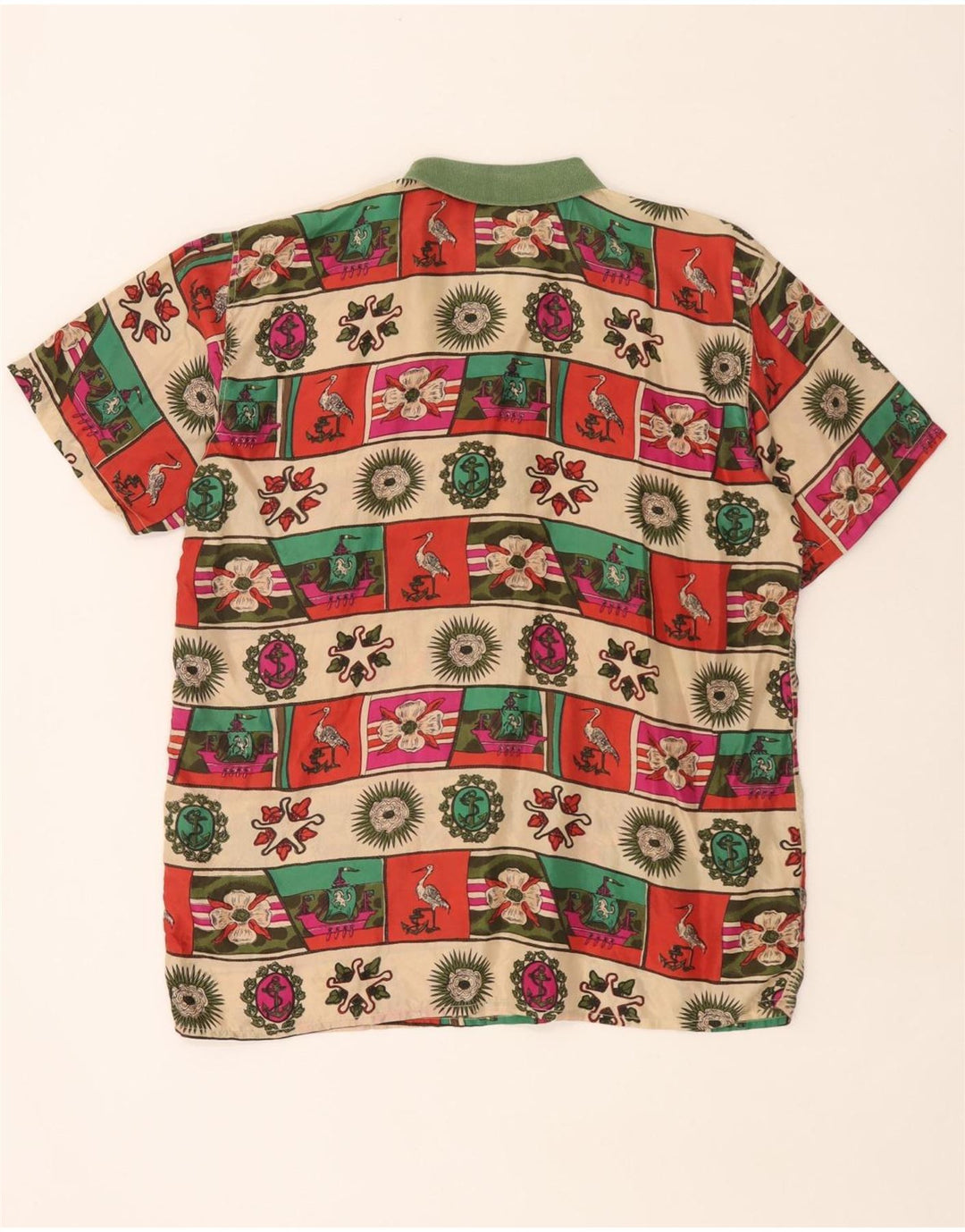 Vintage hombres patrón abstracto pullover camisa grande multicolor