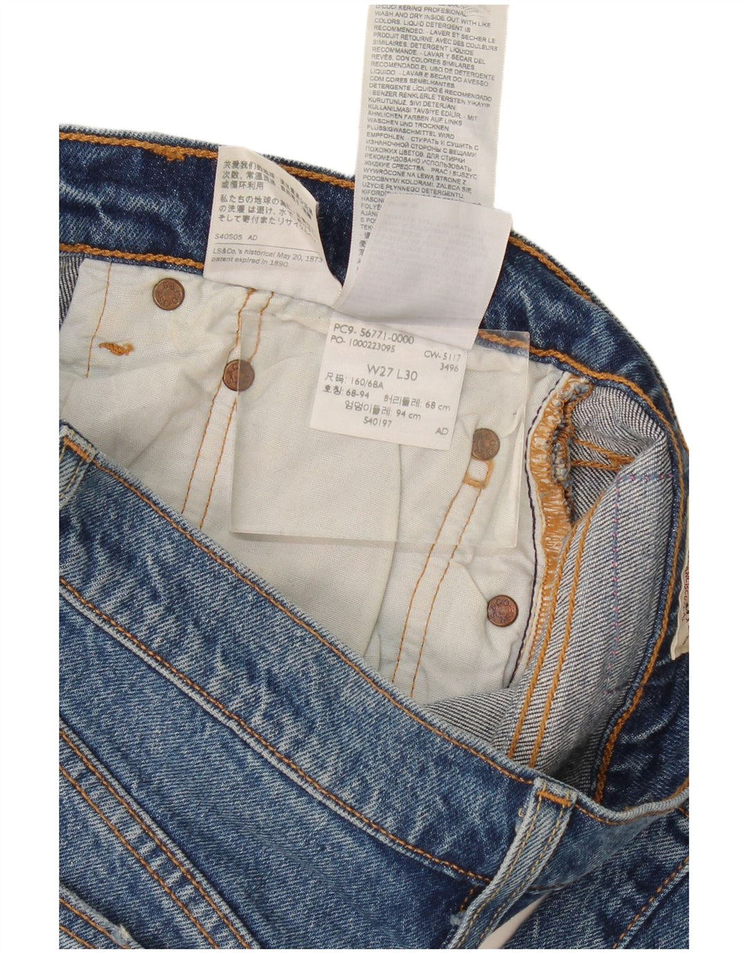 Levi's Mujer 501 Vaqueros Slim Desgastados W27 L30 Algodón Azul