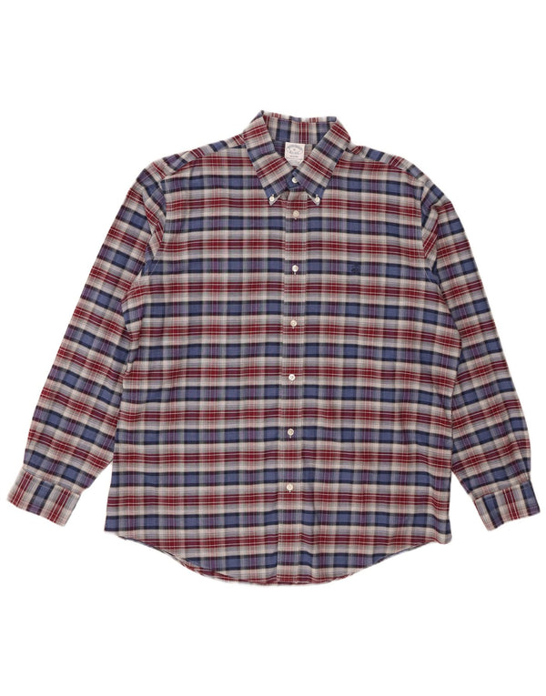 Brooks Brothers Camisa Regent para hombre XL Algodón a cuadros azules