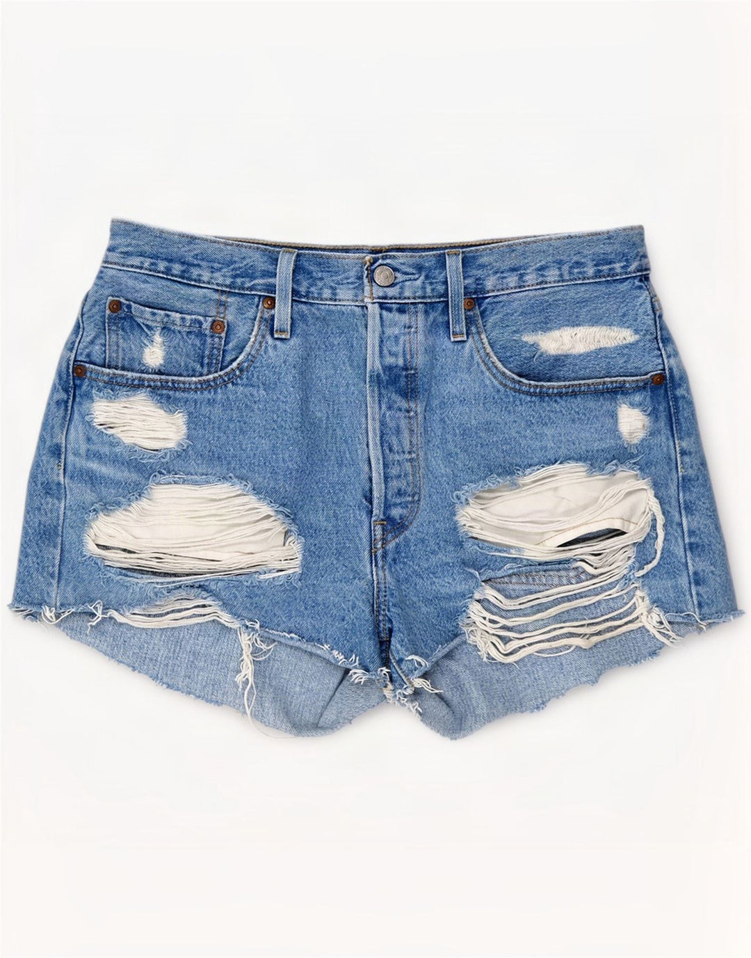 Levi's Mujer 501 Shorts De Mezclilla Desgastados W31 Algodón Azul Medio