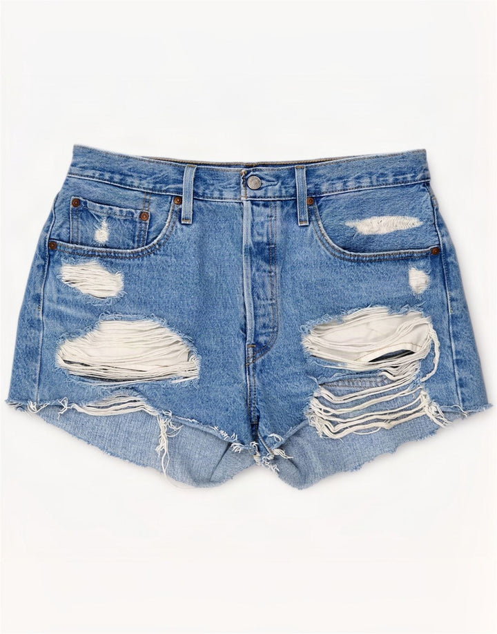 Levi's Mujer 501 Shorts De Mezclilla Desgastados W31 Algodón Azul Medio
