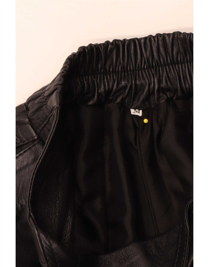 Falda acampanada de cuero vintage para mujer mediana W28 negro