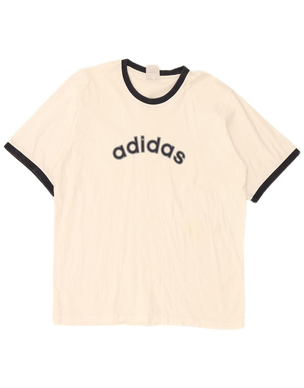 Adidas Camiseta gráfica para hombre Top 2XL Blanco Colorblock
