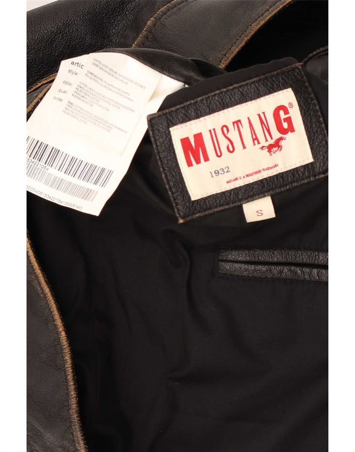 Mustang Chaqueta de cuero militar para hombre UK 36 Small Cuero marrón