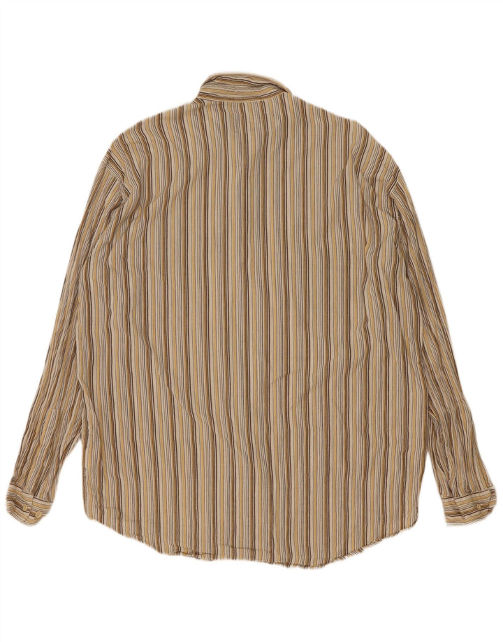 Camisa Marlboro Classics Hombre Grande Algodón A Rayas Marrón