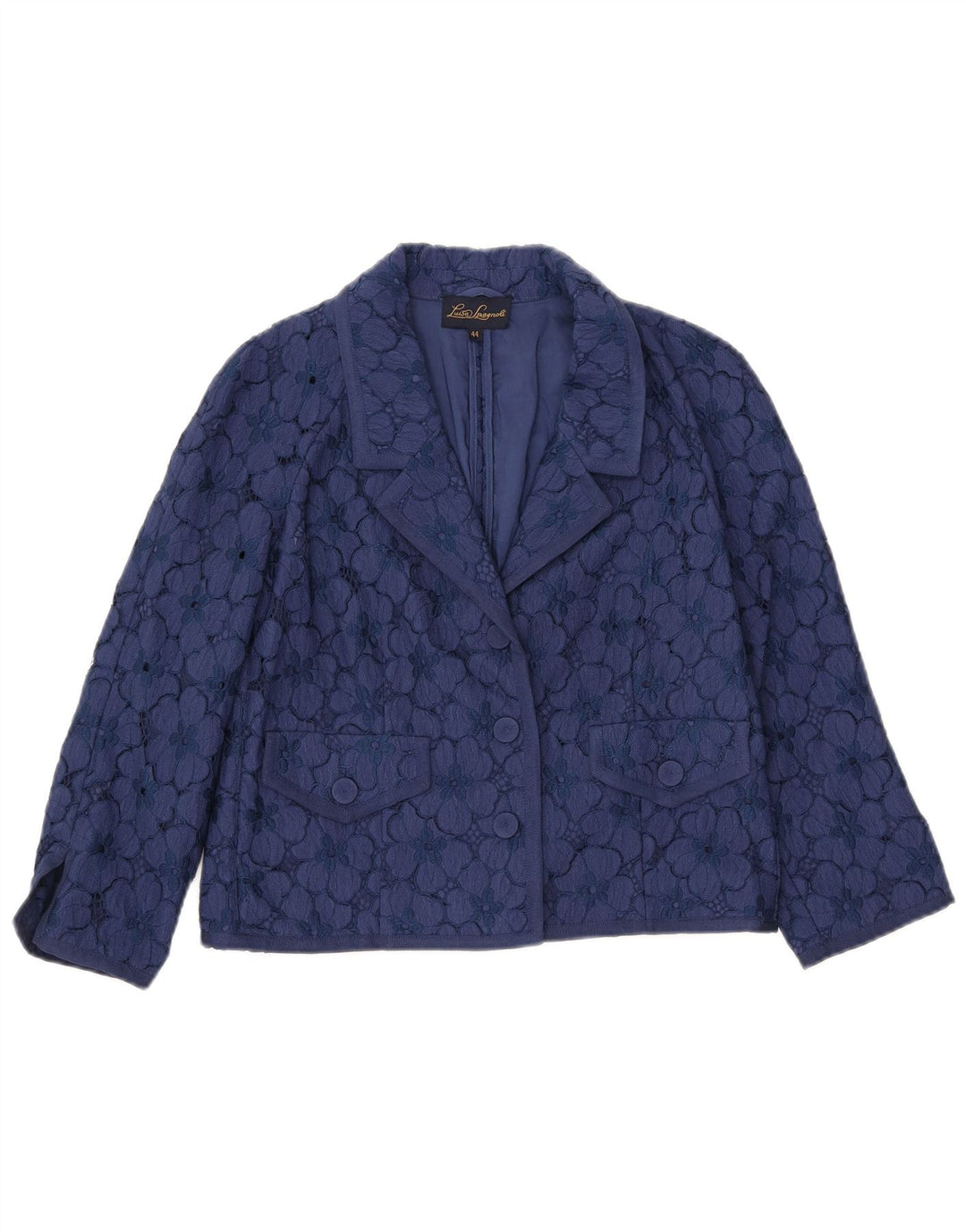 LUISA SPAGNOLI Chaqueta corta de manga 3/4 para mujer IT 44 Azul marino mediano