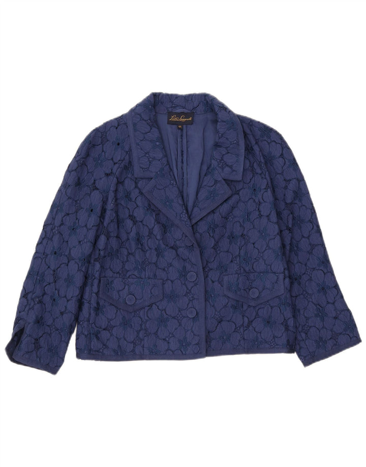LUISA SPAGNOLI Chaqueta corta de manga 3/4 para mujer IT 44 Azul marino mediano