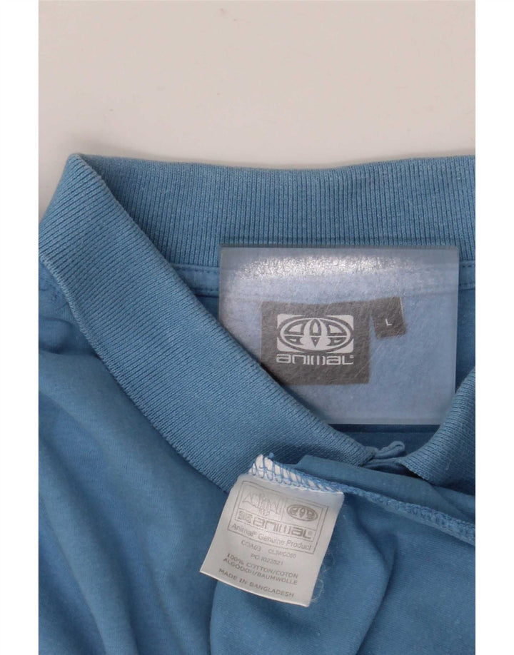 Polo Animal para hombre de algodón azul grande