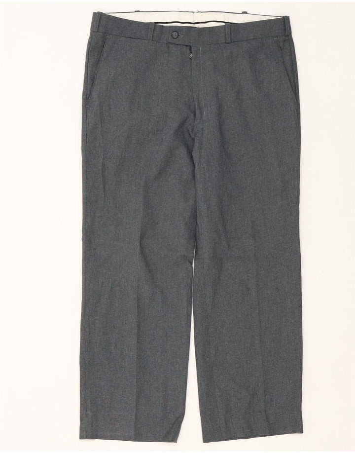 Farah Pantalones de traje de pierna ancha para hombre W32 L26 Poliéster gris