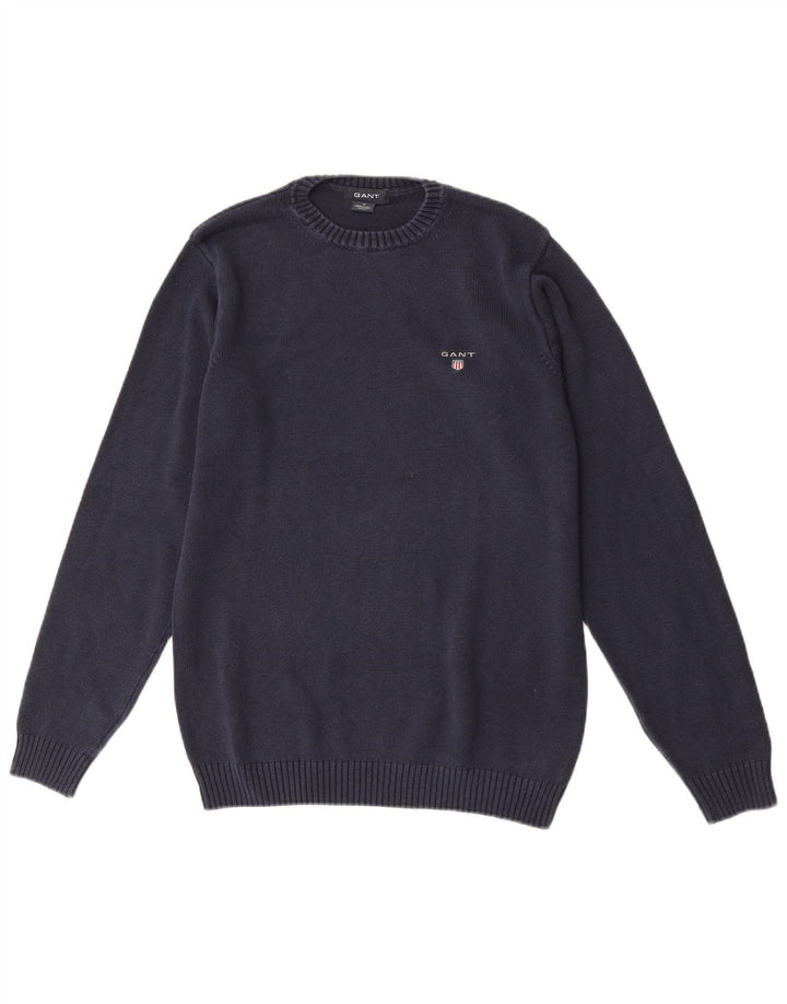 Gant Jersey De Cuello Redondo Para Hombre Jersey De Algodón Azul Marino Medio