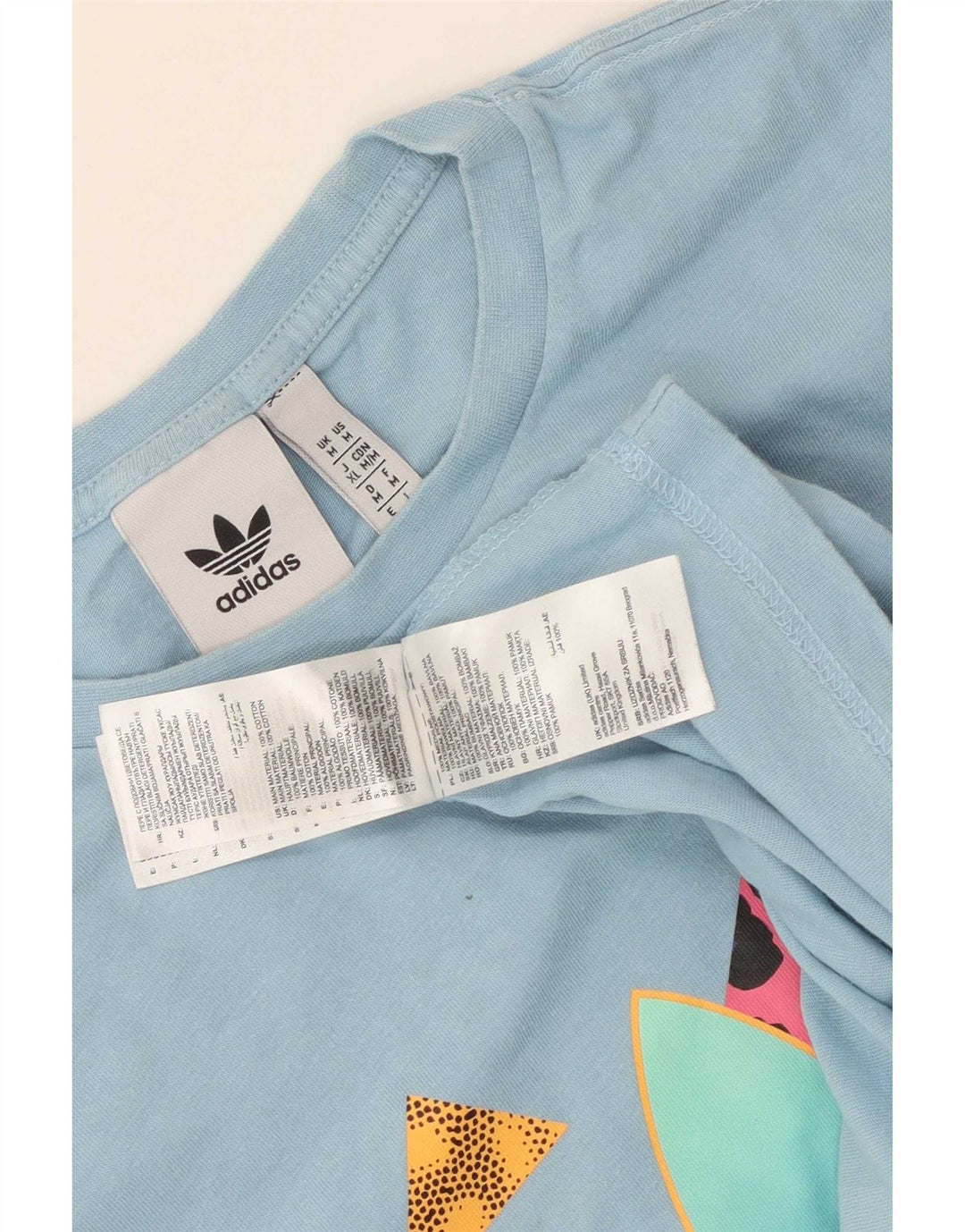 Adidas Hombre Camiseta Gráfica Top Algodón Azul Medio