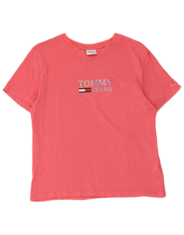 Tommy Hilfiger Camiseta gráfica de manga corta para mujer Top UK 10 Small Pink