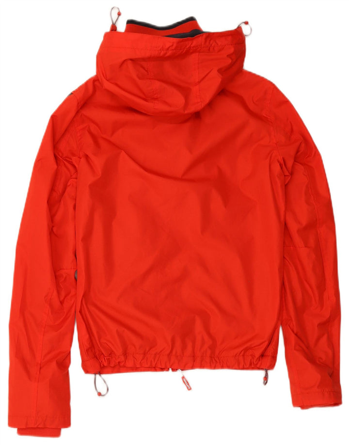 SUPERDRY Chaqueta impermeable con capucha gráfica para mujer UK 6 XS Poliéster rojo