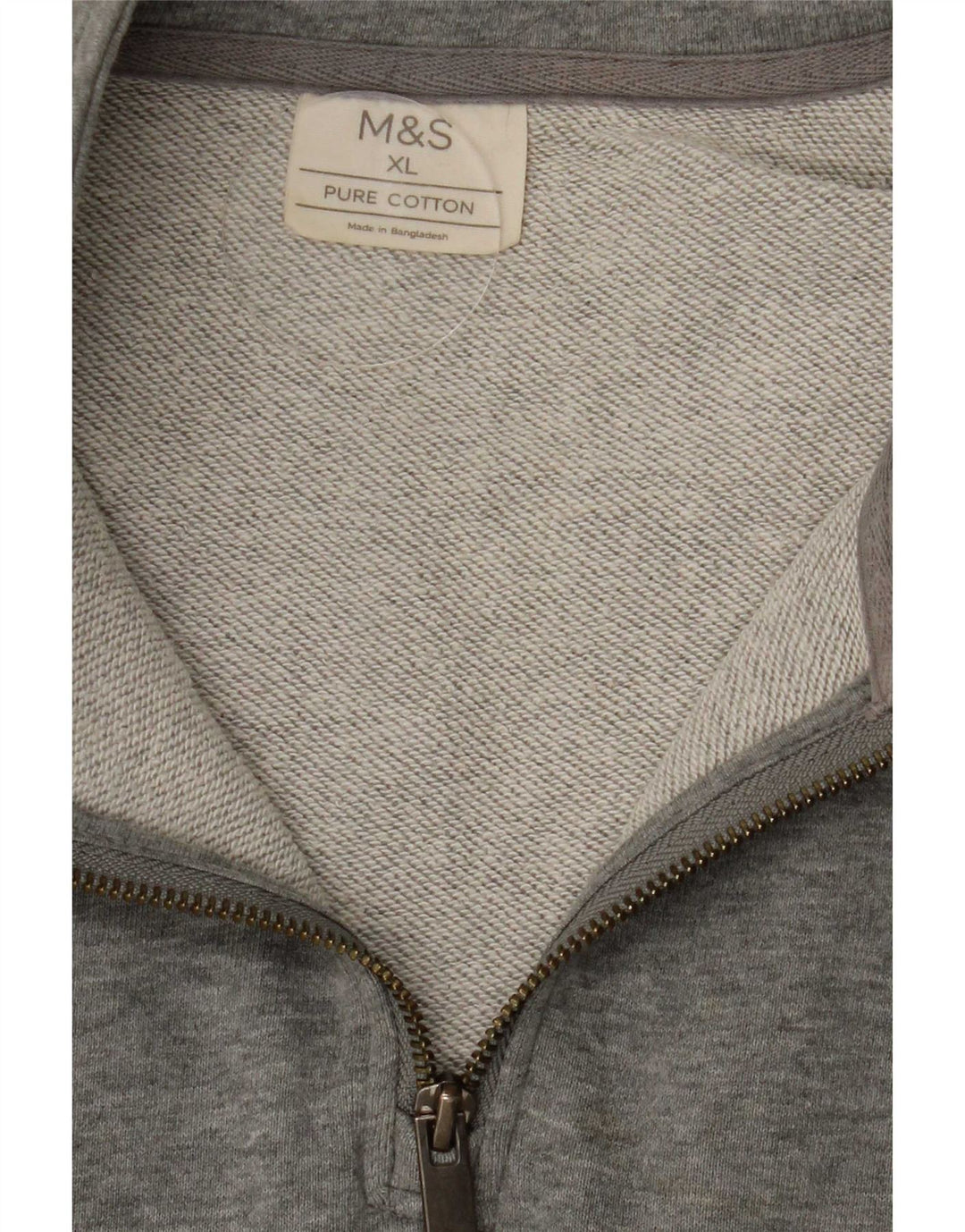 Marks & Spencer - Sudadera con cuello y cremallera para hombre, talla XL, algodón gris