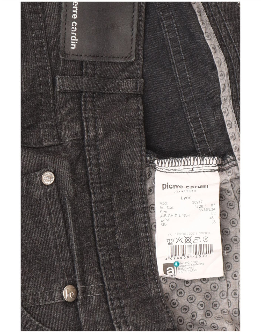 Vaqueros rectos para hombre Pierre Cardin W36 L34 Poliéster gris