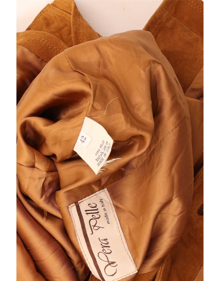 Chaqueta de ante vintage para mujer IT 42 cuero marrón medio